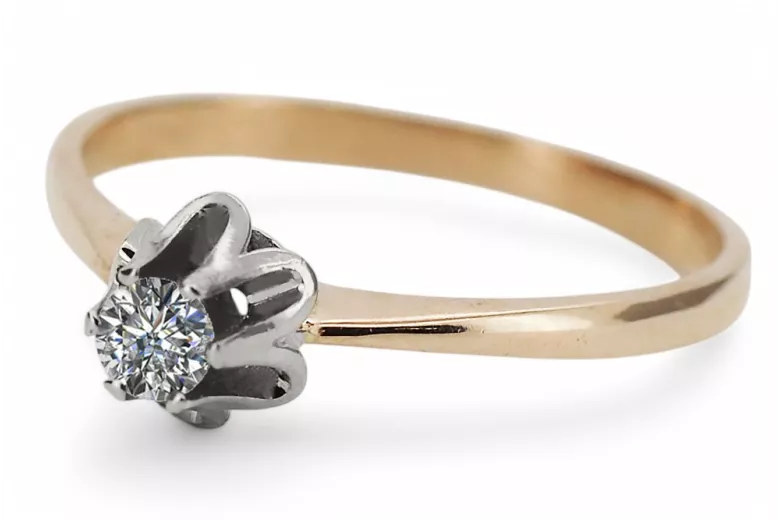 Ring Cubic Zirconia Original Vintage 14k s ružovým zlatom klasický Vintage VRC353